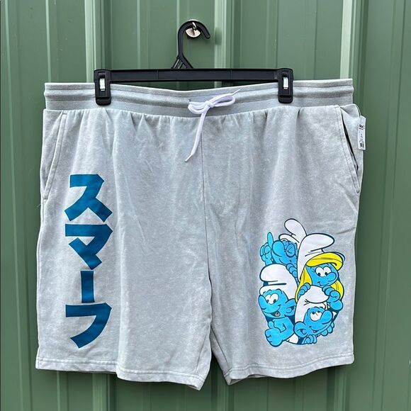 Men's Smurfs Group Graphic Jogger Shorts Size 2XL - Picture 1 of 7